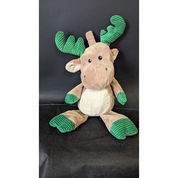 Kelly Toy Reindeer Plush Rattle Brown Tan Green Baby Christmas 12 in sewn eyes - Picture 5 of 7